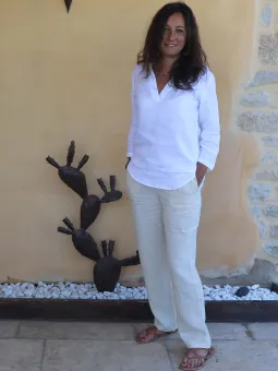 Top lin blanc manche trois quart