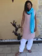 Robe en lin sans manche saumon longueur 1m femme