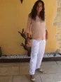 Chemise en lin saumon manche 3/4 femme