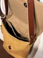 Sacoche lin camel avec rabat intèrieur