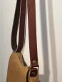 Sacoche lin camel avec rabat sangle