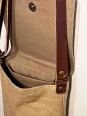 Linen beige shoulder bag inside