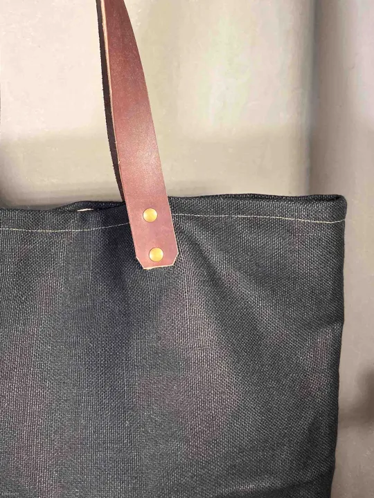 sac lin noir fermeture anse