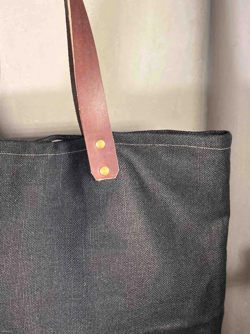 sac lin noir fermeture anse