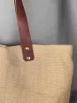 beige linen tote bag closure handles