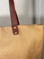 camel linen tote bag closure handles