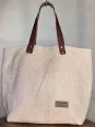 sand linen tote bag closure face