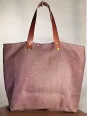 aubergine linen tote bag closure face
