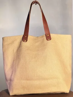 Sac lin fermeture beige face