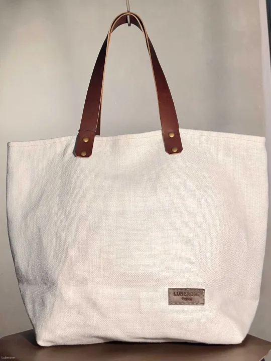 Sac lin fermeture blanc face