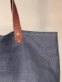 navy linen tote bag closure handle