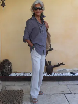 chemise-lin-femme-manche3/4-taupe