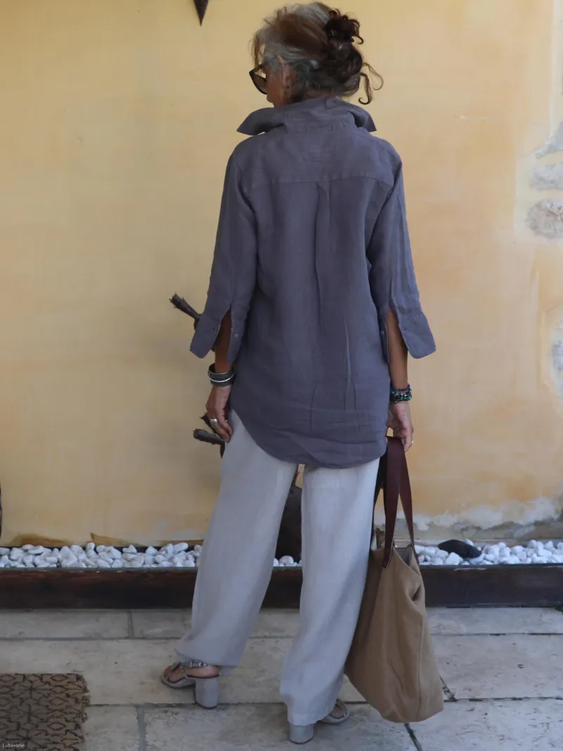 chemise-lin-femme-manche3/4-taupe-dos