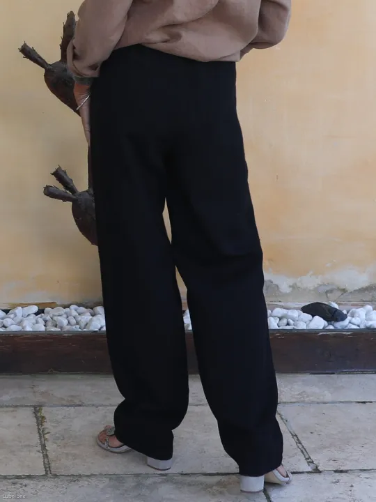 pantalon-lin-noir-élastique-dos