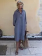 Robe chemise longue avec poche en lin taupe