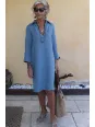 Robe en lin avec col gris
