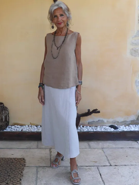 jupe en lin beige