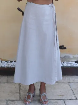 jupe en lin beige zoom