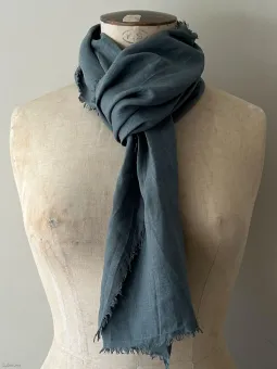 Green linen scarf