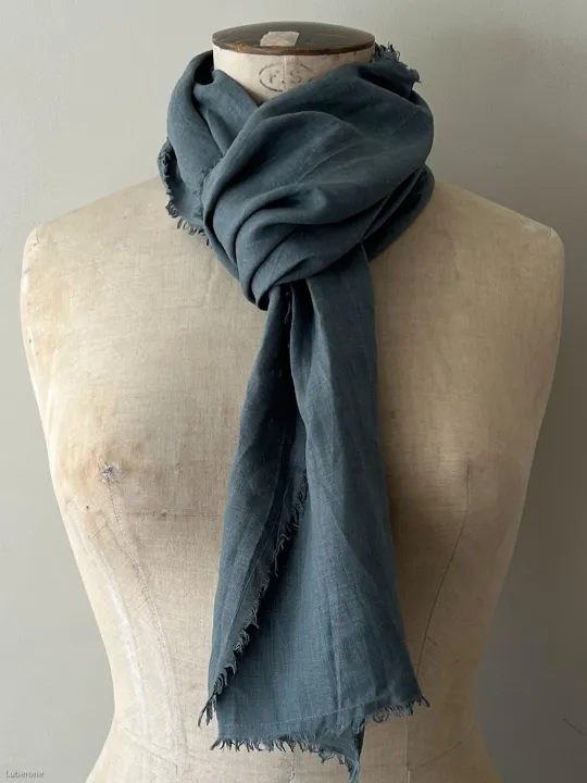 Green linen scarf