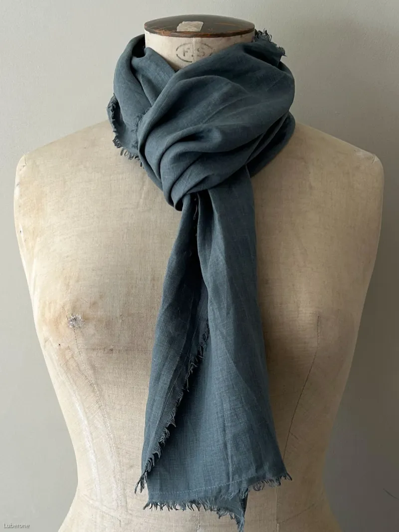 Green linen scarf