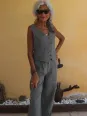 Women's khaki linen vest: chic and trendy
