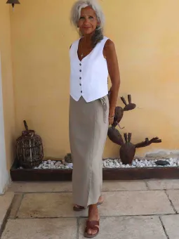 jupe en lin portefeuille beige casual