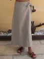 beige wrap linen skirt (detail)
