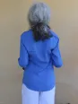 chemise en lin pour femme manche longue bleu roi (vue de dos)