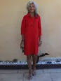 red linen shirt dress