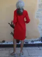 red linen shirt dress (view from the back)