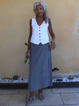 taupe linen skirt