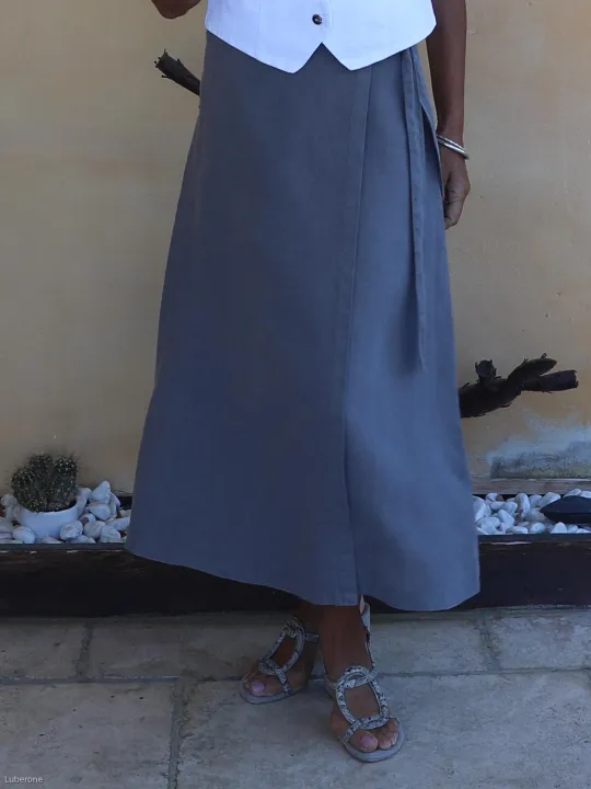 elegant taupe linen skirt
