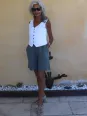 bermuda en lin pour femme kaki