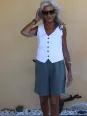 bermuda en lin pour femme kaki de face