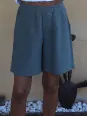 bermuda en lin pour femme kaki (détail)