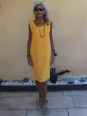 robe en lin sans manche couleur moutarde casual