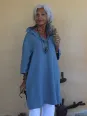 Détail col V robe en lin gris