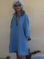 Robe trapèze en lin gris avec poches
