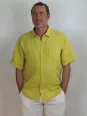 chemise-lin-homme-manches-courtes-jaune-face