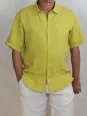 chemise-lin-homme-manches-courtes-jaune-detail