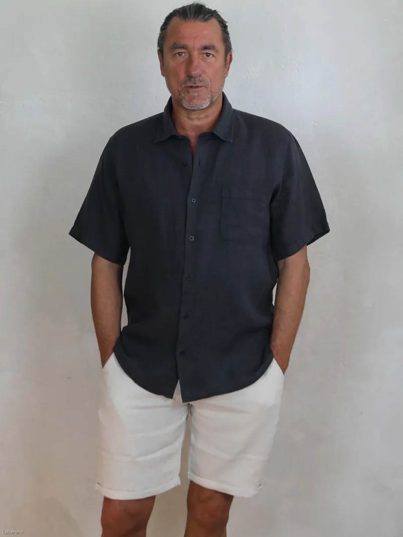 chemise-lin-homme-manches-courtes-anthracite-face