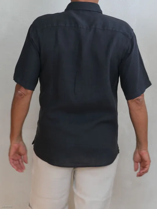 chemise-lin-homme-manches-courtes-anthracite-dos