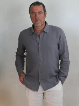 chemise-lin-homme-manches-longues-taupe-face
