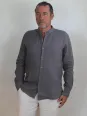 chemise-lin-homme-sans-col-taupe-face