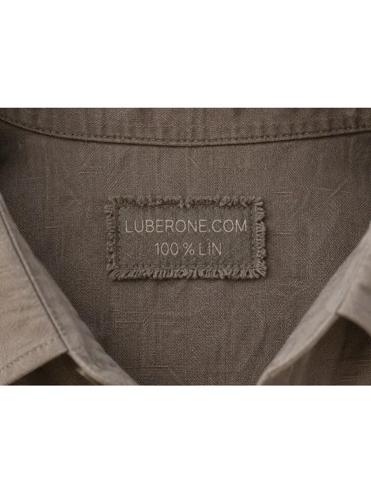 chemise Bonnieux taupe
Luberone.com 100% linen embroidered inner label on the Bonnieux taupe shirt