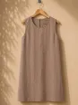 Robe en lin femme café sans manches Lourmarin sur cintre