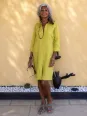 Robe chemise en lin jaune femme manches 3/4 Ménerbes Luberone