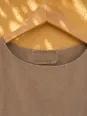 Embroidered collar and label of the women's coffee brown linen top Lauris