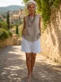 Women's sleeveless linen top in coffee brown Lauris in the Luberon